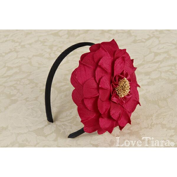 カチューシャ ヘッドドレス 髪飾り ウエディング 結婚式 パーティー 花 アートフラワー 大ぶり レディース おしゃれ 赤 フラワーグランデ