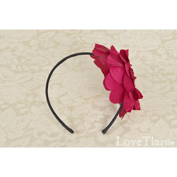 カチューシャ ヘッドドレス 髪飾り ウエディング 結婚式 パーティー 花 アートフラワー 大ぶり レディース おしゃれ 赤 フラワーグランデ - 画像 (2)