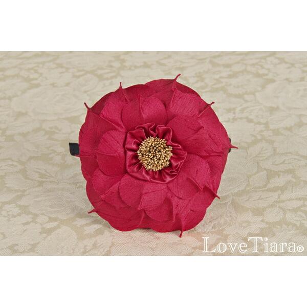 カチューシャ ヘッドドレス 髪飾り ウエディング 結婚式 パーティー 花 アートフラワー 大ぶり レディース おしゃれ 赤 フラワーグランデ - 画像 (3)