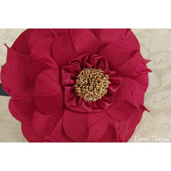 カチューシャ ヘッドドレス 髪飾り ウエディング 結婚式 パーティー 花 アートフラワー 大ぶり レディース おしゃれ 赤 フラワーグランデ - 画像 (4)