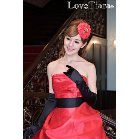 カチューシャ ヘッドドレス 髪飾り ウエディング 結婚式 パーティー 花 アートフラワー 大ぶり レディース おしゃれ 赤 フラワーグランデ - 画像 (6)