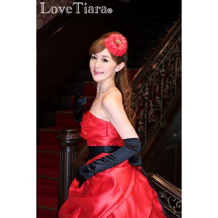 カチューシャ ヘッドドレス 髪飾り ウエディング 結婚式 パーティー 花 アートフラワー 大ぶり レディース おしゃれ 赤 フラワーグランデ - 画像 (7)