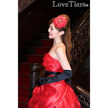 カチューシャ ヘッドドレス 髪飾り ウエディング 結婚式 パーティー 花 アートフラワー 大ぶり レディース おしゃれ 赤 フラワーグランデ - 画像 (8)