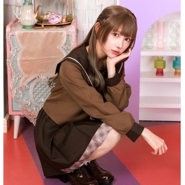 チョコレートセーラー セーラー服 制服 コスプレ 衣装 バレンタイン ハロウィン 仮装 ミニスカート ブラウン 大人用 - 画像 (8)