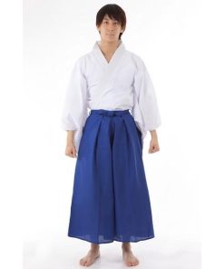 カラー袴 青 上衣付き ホワイト×ブルー 上下セット 狂言師 仮装