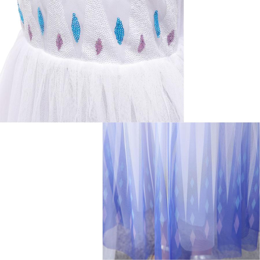 白 エルサ ドレス キッズ アナと雪の女王 子供 用 半袖 ハロウィン 衣装 コスチューム コスプレ プリンセス 女の子 誕生日 プレゼント 100 110 120 130 140 cm - 画像 (7)