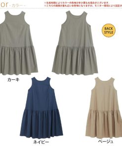 A HAPPY MARILYN 大きいサイズ レディース ワンピース 伸びる綿麻 ノースリワンピース オリジナル ワンピ デザインワンピ LL 3L 4L 5L 6L 夏 夏物 夏服 夏用