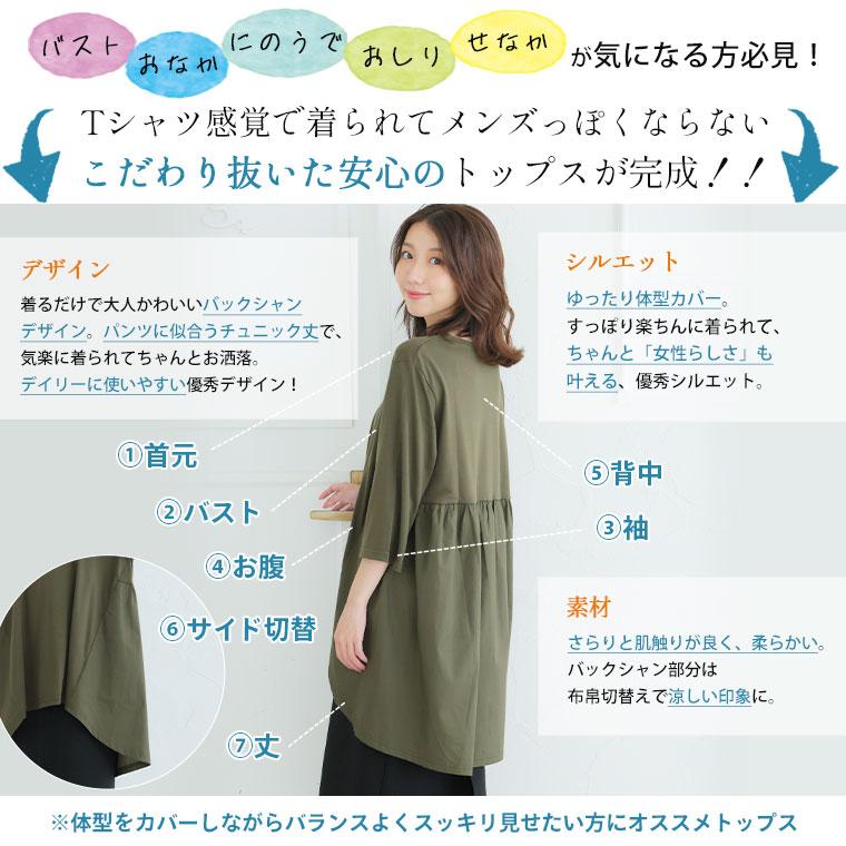 A HAPPY MARILYN 大きいサイズ レディース トップス おなか・おしり・二の腕OK 体型カバー バック切替 チュニック オリジナル LL 3L 4L 5L 6L - 画像 (6)