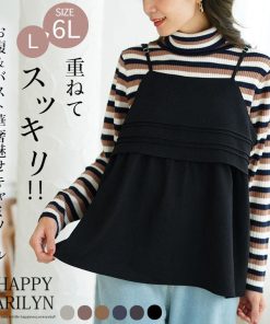 A HAPPY MARILYN 大きいサイズ レディース トップス お洒落に着痩せる お腹＆バストすっきり着痩せ 胸タック 美フレア ふんわりソフトツイル キャミソール キャミ オリジナル