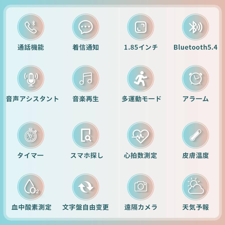 WAPIK スマートウォッチ レディースメンズ 日本製 センサー Bluetooth5.4通話機能 女性生理管理 iPhone対応 アンドロイド対応 多機能 SMS/Line通知 防水