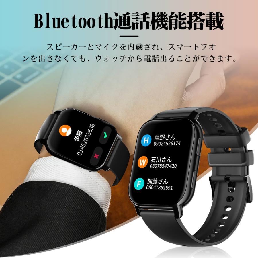 WAPIK スマートウォッチ レディースメンズ 日本製 センサー Bluetooth5.4通話機能 女性生理管理 iPhone対応 アンドロイド対応 多機能 SMS/Line通知 防水 - 画像 (3)