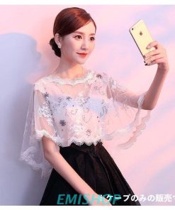【特価】ブライダルケープ ショール ドレス用 肩掛け レディース 女性 ケープ 総レース 花柄 フラワー 透け感 シースルー お洒落  エレガント 華