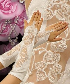 訳あり 指差し ロング グローブ 手袋  ホワイト レースグローブ 白 パーティードレス ステージ ミカドレス 1832-w90