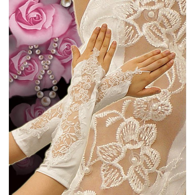 訳あり 指差し ロング グローブ 手袋 ホワイト レースグローブ 白 パーティードレス ステージ ミカドレス 1832-w90