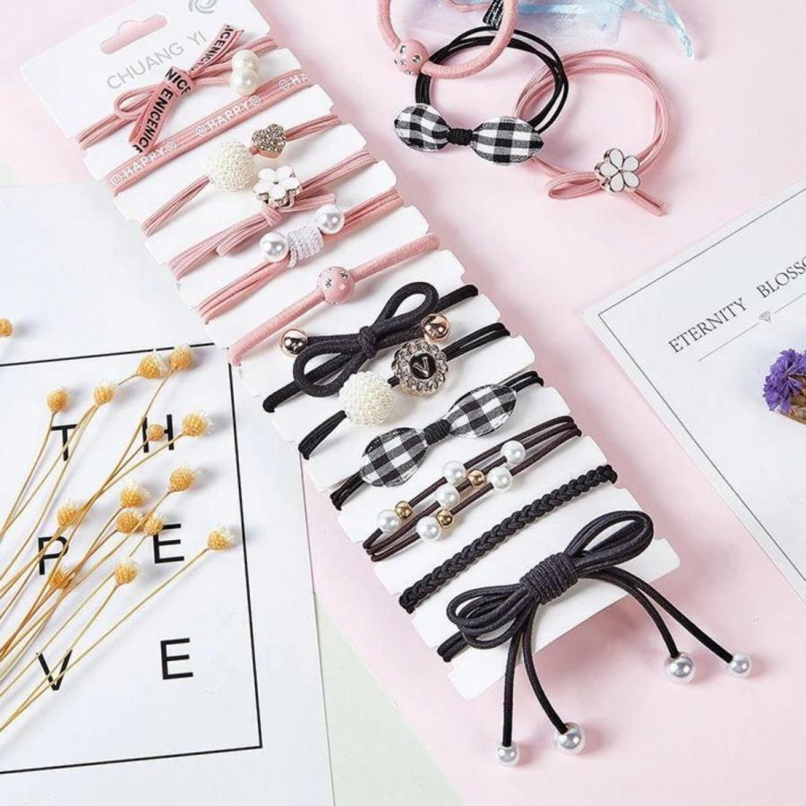 ヘアゴム ヘアアクセ おしゃれ 35点セット 跡がつかない 髪ゴム 簡単 30代 40代 50代 ヘアアクセサリー まとめ髪 福袋 子供 大人 - 画像 (8)