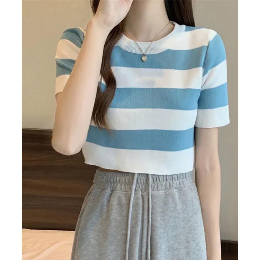 miniministore サマーニット ボーダー柄 半袖ニットソー【ゆうパケット】 - 画像 (3)