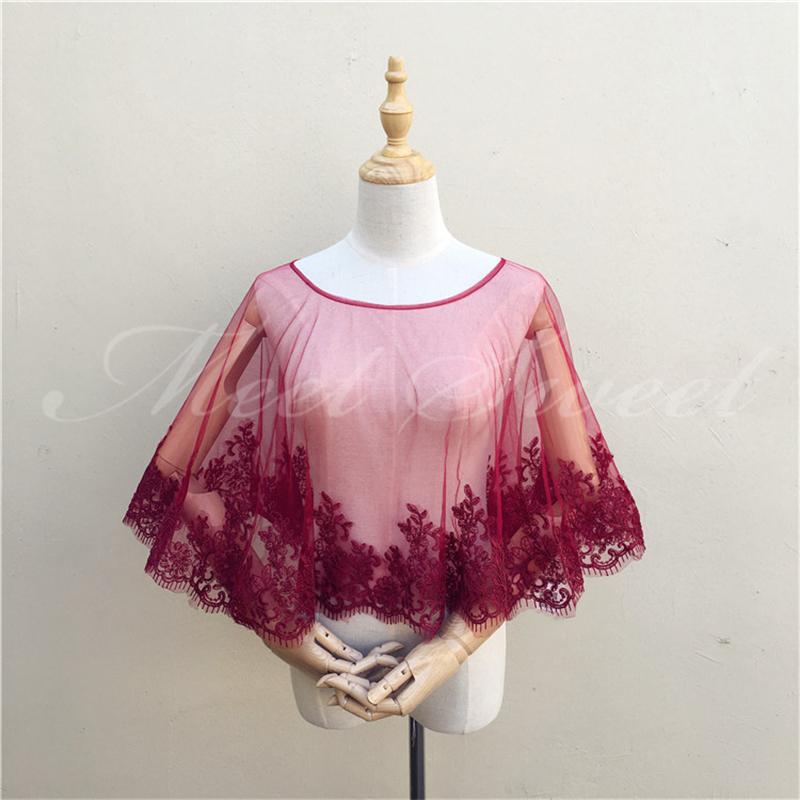 ドレスアレンジ ウェディングボレロ ウエディングボレロ ショール ケープ レース 花嫁 結婚式 二次会 披露宴 お色直し 前撮り 赤 ワインレッド