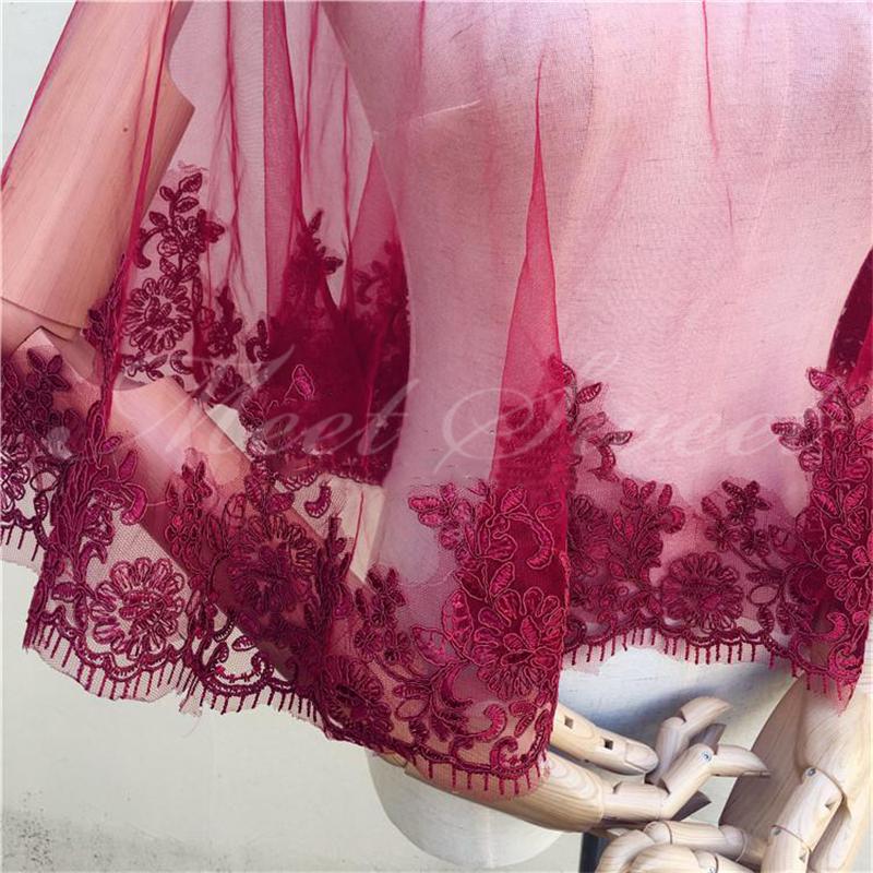 ドレスアレンジ ウェディングボレロ ウエディングボレロ ショール ケープ レース 花嫁 結婚式 二次会 披露宴 お色直し 前撮り 赤 ワインレッド - 画像 (2)