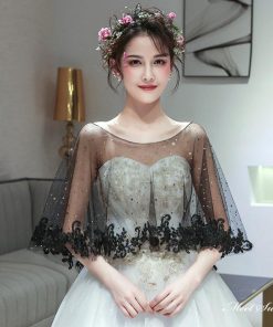 ウエディングショール ウェディングケープ ウェディングショール ブラック ケープ ブライダル 結婚式 二次会 披露宴 花嫁 肩掛け 春夏 レース キラキラ