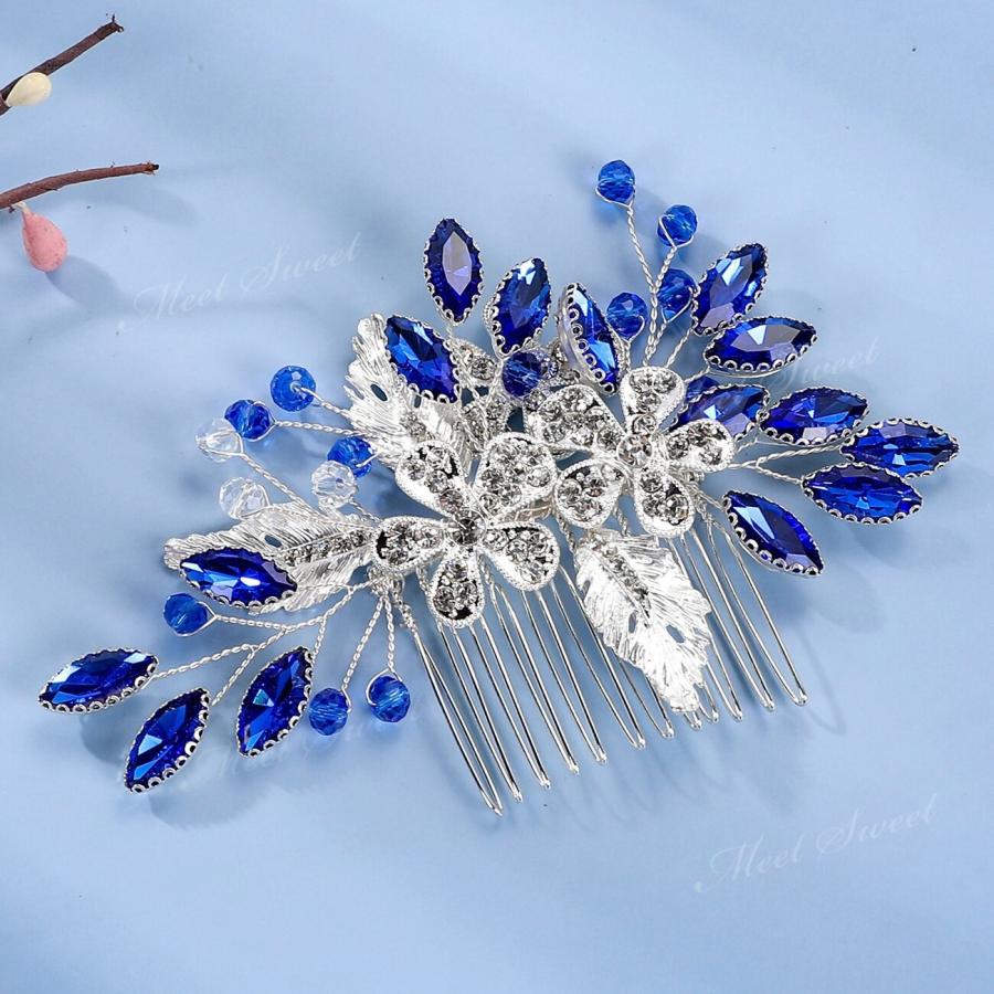 ヘッドドレス コーム ヘアコーム ヘアアクセサリー 二次会 発表会 結婚式 花嫁 和装 着物 卒業式 パーティー ウェディング ブライダル シルバー ゴールド ブルー