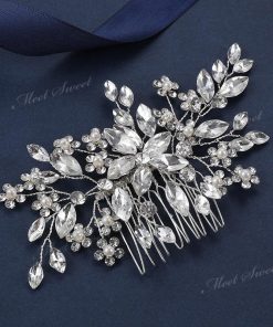 ヘッドドレス コーム フラワー 髪飾り ヘアアクセサリー 二次会 発表会 結婚式 花嫁 和装 着物 卒業式 パーティー ウェディング ブライダル シルバー ゴールド