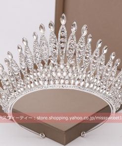 ウエディング シルバー レッド ヘッドドレス ティアラ クラウン 王冠 髪飾り 花嫁 発表会 演奏会 披露宴 ステージ 舞台 パーティー イベントヘアアクセサリー