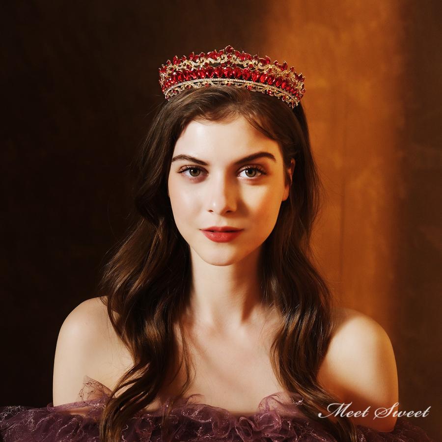 ウェディングヘッドドレス ティアラ プリンセス 結婚式 前撮り 二次会 発表会 演奏会 ブライダル パーティー 花嫁 レッド グリーン ブルー シルバー ゴールド