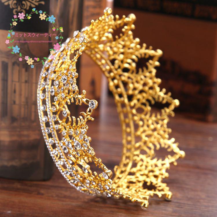 ヴィンテージ ティアラ クラウン 王冠 花嫁 ウェディング アクセサリー プリンセスティアラ 結婚式 披露宴 二次会 演奏会 ラインストーンクラウン ゴージャス - 画像 (2)