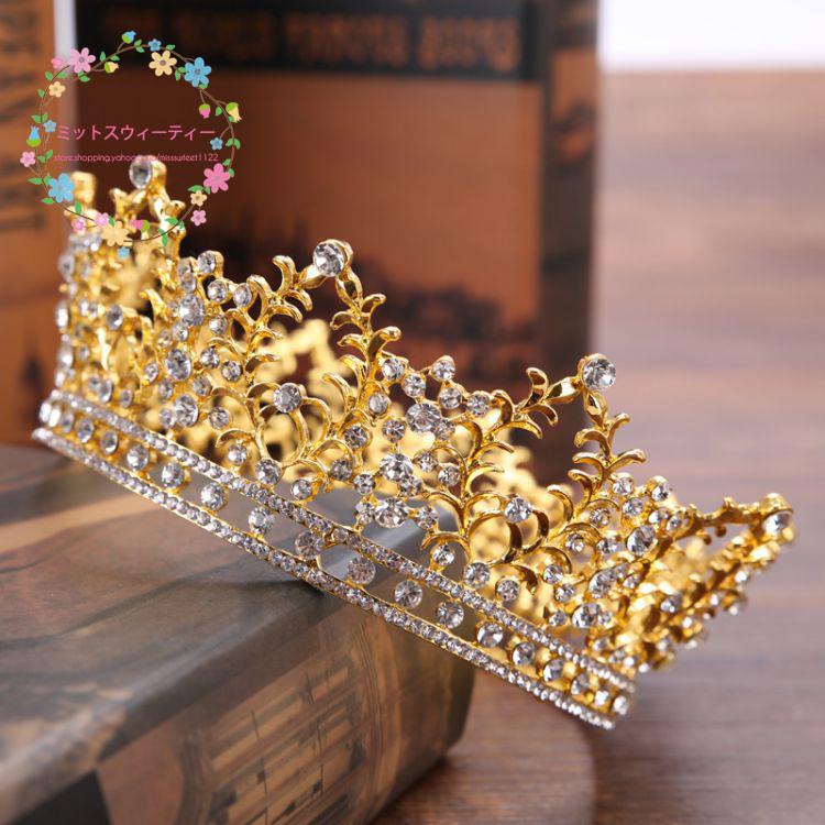 ヴィンテージ ティアラ クラウン 王冠 花嫁 ウェディング アクセサリー プリンセスティアラ 結婚式 披露宴 二次会 演奏会 ラインストーンクラウン ゴージャス - 画像 (3)