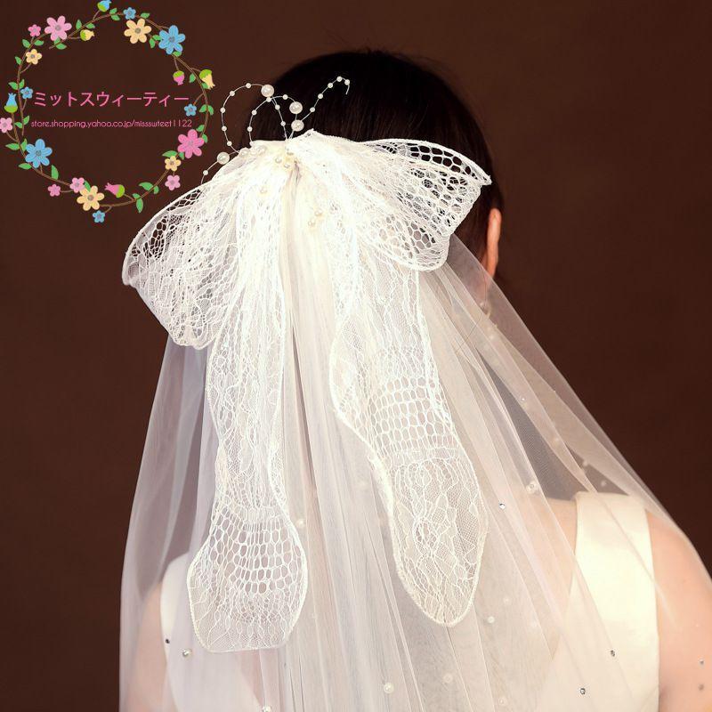 リボン ベール ウエディング ウェディング 腰丈 ミドル丈 チュール ウェディングベール ウエディングベール ブライダル 可愛い おしゃれ 大人 リゾート 前撮り