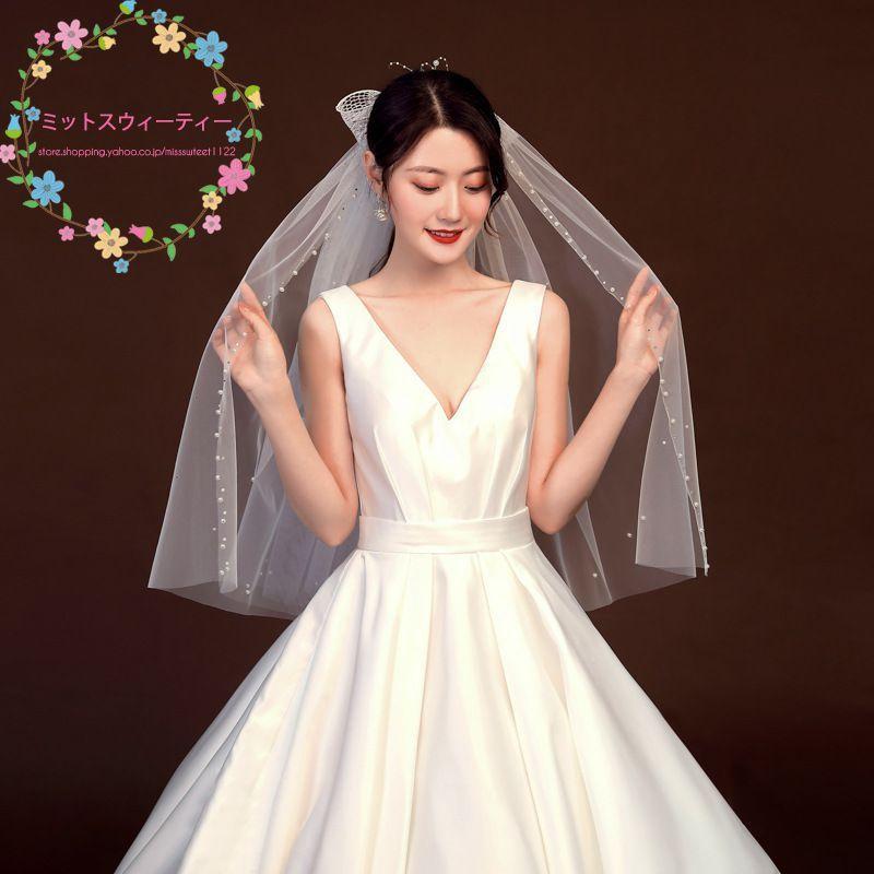リボン ベール ウエディング ウェディング 腰丈 ミドル丈 チュール ウェディングベール ウエディングベール ブライダル 可愛い おしゃれ 大人 リゾート 前撮り - 画像 (2)
