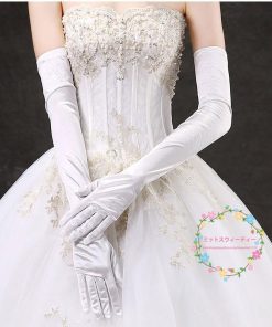 ウエディンググローブ ロング 手袋 レディース 指あり 白 ブライダル グローブ 結婚式 フォーマル ドレス サテン ウエディング 小物 二次会 パーティー