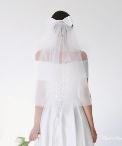 ウエディングベール ウェディングベール リボン 蝶結び ミドルベール ミディアムベール ブライダル 結婚式 二次会 披露宴 花嫁 前撮り 白 オフホワイト