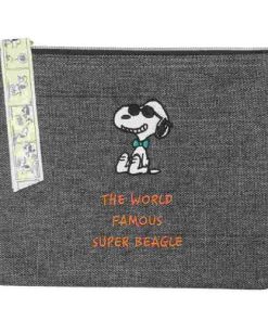 PEANUTS スヌーピー グッズ コスメポーチ キャラクター フラットポーチ ボウタイ BK ジョークール