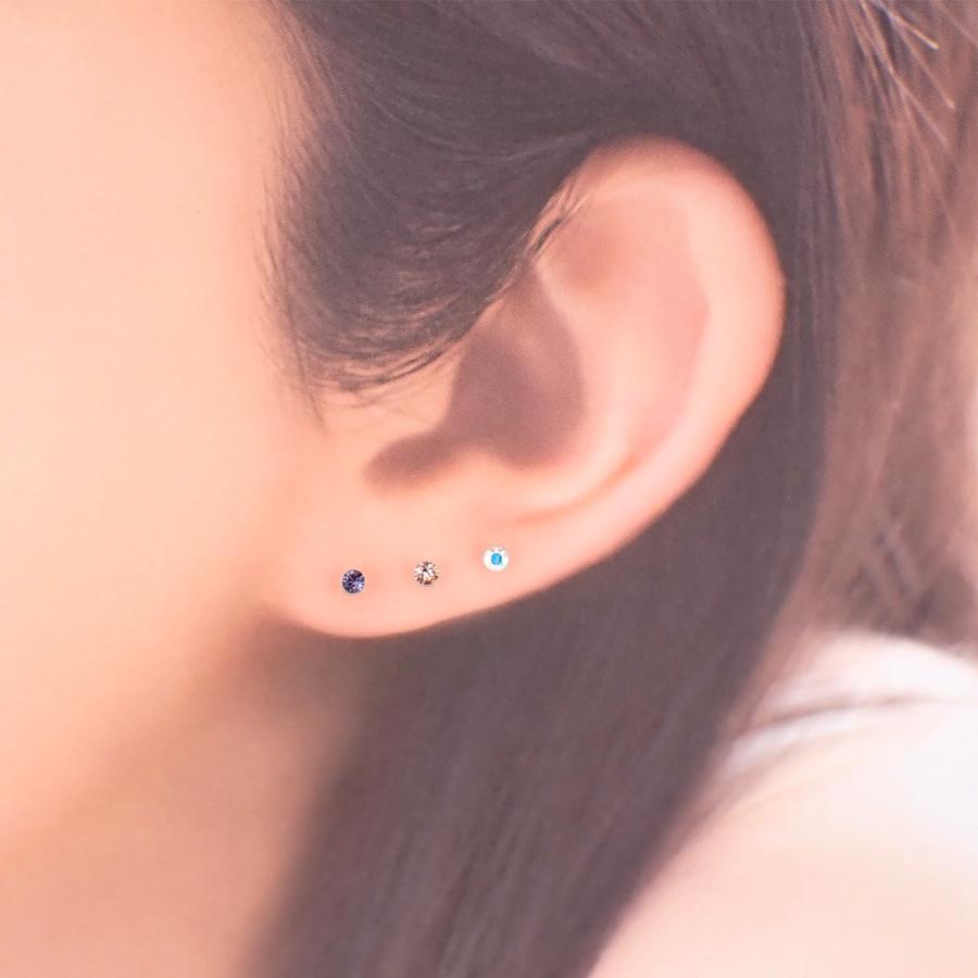 透明ポストピアス ノンアレルギー スタッド 豪華6点セット 小粒スワロフスキー 3ペア パープル×アプリコット ブルーグリーン×オーロラ レ 爆買 - 画像 (8)