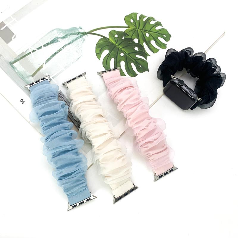 Apple Watch アップルウォッチ バンド シュシュ series 10 9 45mm 41mm かわいい レディース SE 8 7 42 44 46 49 mm ベルト おしゃれ 替 シリーズ 女性 韓国 ins - 画像 (7)