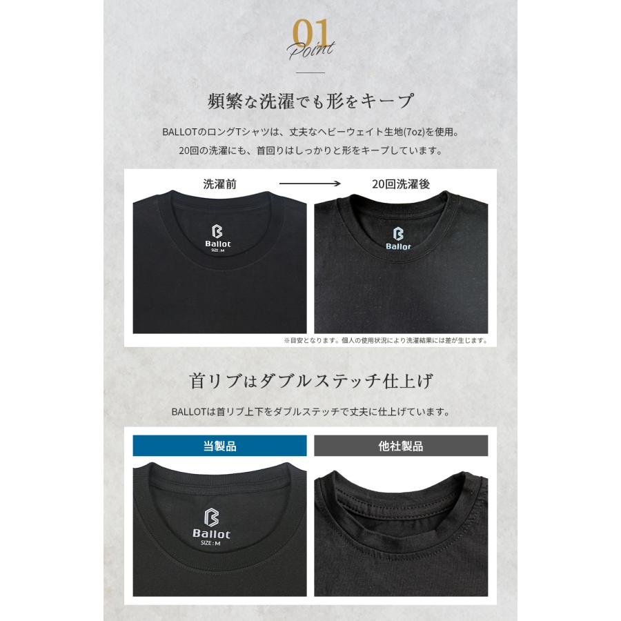BALLOT tシャツ メンズ 半袖 無地 厚手 Tシャツ ヘビーウェイト 3枚組 白 黒 ドライ 大きいサイズ まとめ買い バロット - 画像 (7)
