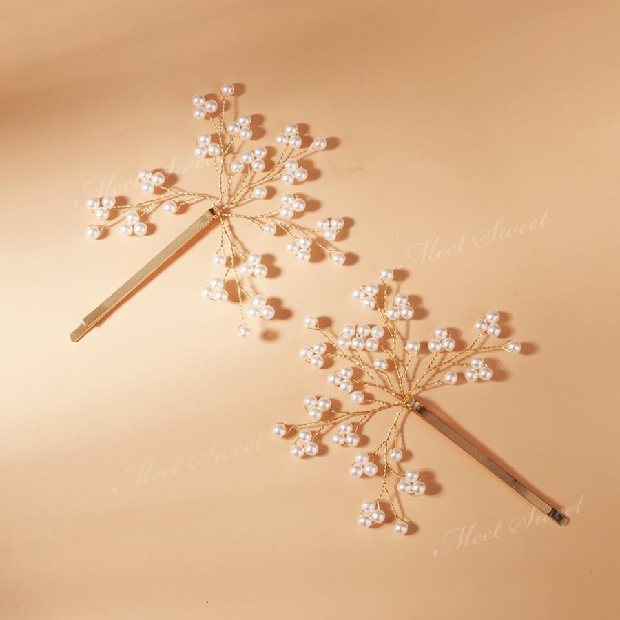 ヘッドドレス ヘアピン ビーズ 小枝 大人 二次会 発表会 結婚式 花嫁 前撮り 卒業式 和装 着物 浴衣 パーティー ウェディング ブライダル ヘッドピース