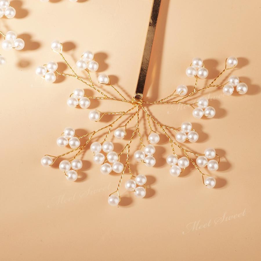 ヘッドドレス ヘアピン ビーズ 小枝 大人 二次会 発表会 結婚式 花嫁 前撮り 卒業式 和装 着物 浴衣 パーティー ウェディング ブライダル ヘッドピース - 画像 (2)