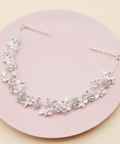 ヘッドドレス ヘアバンド バックカチューシャ ヘアアクセサリー カチューシャ 二次会 発表会 結婚式 花嫁 フラワー ウェディング ブライダル シルバー