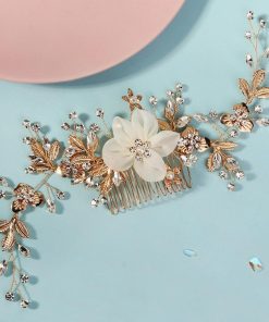 ヘッドドレス コーム 小枝 フラワー バックカチュー 二次会 発表会 結婚式 花嫁 和装 着物 卒業式 パーティー ウェディング ブライダル ゴールド アクセサリー