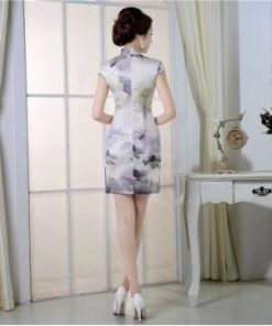 チャイナドレス　シルク  ショート丈 チャイナ服 花柄 チャイナドレス 大きいサイズ シルクチャイナドレス