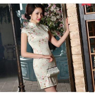 チャイナドレス 花柄 半袖綿素材 ショート丈 チャイナ服 ミニチャイナドレス パーテイ衣装 ワンピース 綿 通気性 レトロ 大きいサイズ 春夏新作