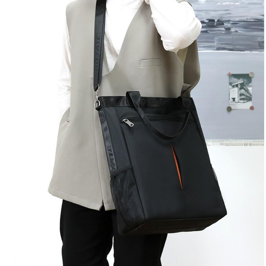 トートバッグ メンズ ビジネス 縦長 a4 大容量 2way レディース ポケット多い ナイロン ショルダーバッグ 男女兼用 ユニセックス シンプル カジュアル - 画像 (9)