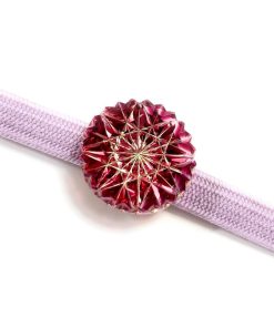 東京切子帯留め　ひまわり　金赤・ゴールド