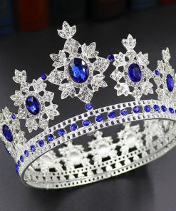 コスプレ ティアラ 王冠 結婚式 ウェディング コンテスト ライト ブルー ヘア アクセサリー 花嫁 クリスタル