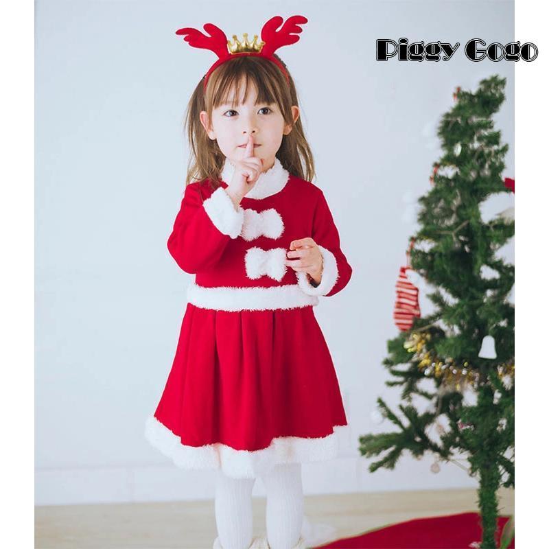 サンタ服 女の子 キッズ サンタ コスプレ サンタクロース クリスマス衣装 2点セット ワンピース フード付き コスチューム 仮装 演出服 子供服 可愛い - 画像 (5)