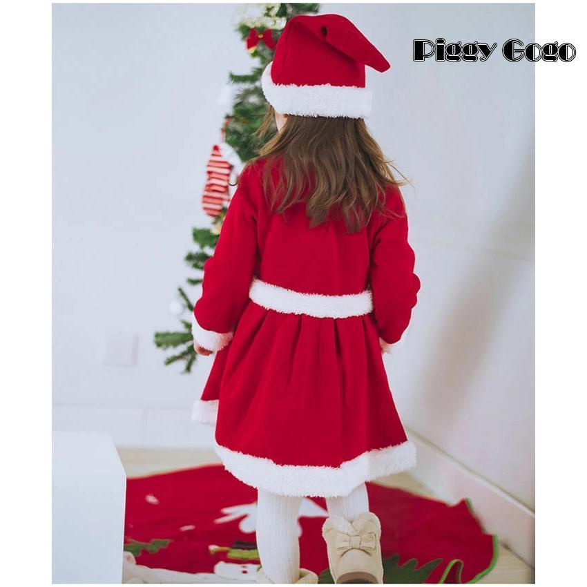 サンタ服 女の子 キッズ サンタ コスプレ サンタクロース クリスマス衣装 2点セット ワンピース フード付き コスチューム 仮装 演出服 子供服 可愛い - 画像 (7)