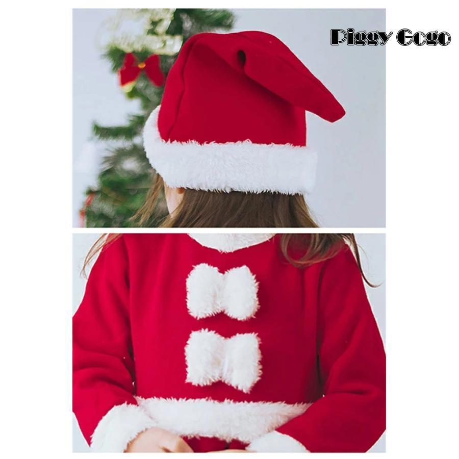 サンタ服 女の子 キッズ サンタ コスプレ サンタクロース クリスマス衣装 2点セット ワンピース フード付き コスチューム 仮装 演出服 子供服 可愛い - 画像 (8)