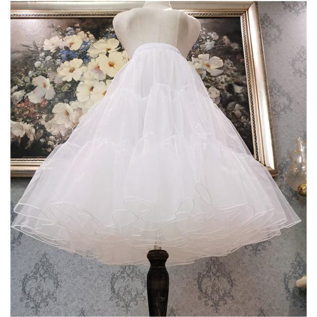 パニエレディーススカートロリータワイヤー無しゴスロリソフトチュールボリュームアップホワイトミディ丈チュールスカート